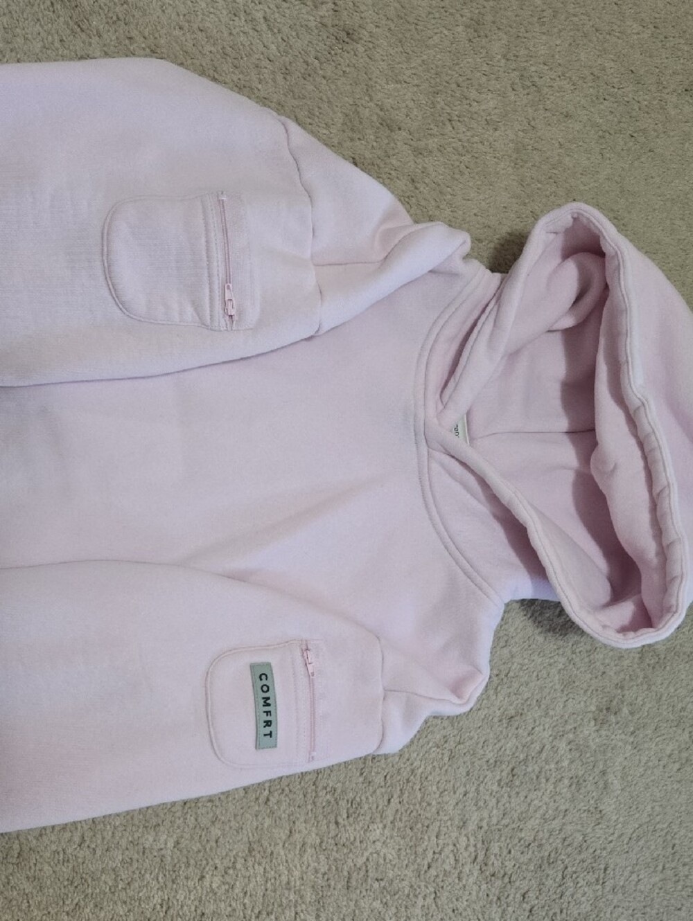 Comfrt Womens Or Men's Pale Pink Hoodie Sweatshirt - Picture 2 of 5